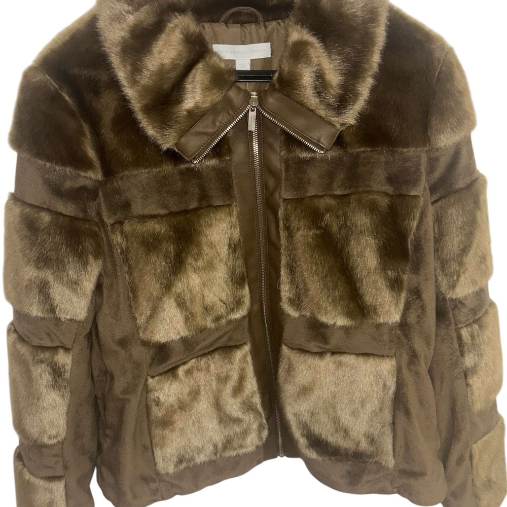 New York & Company Plush Brown Teddy Jacket